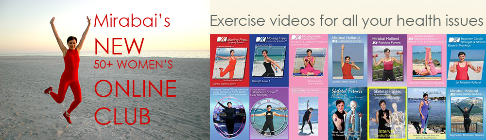 Woman exercising on beach with video covers.